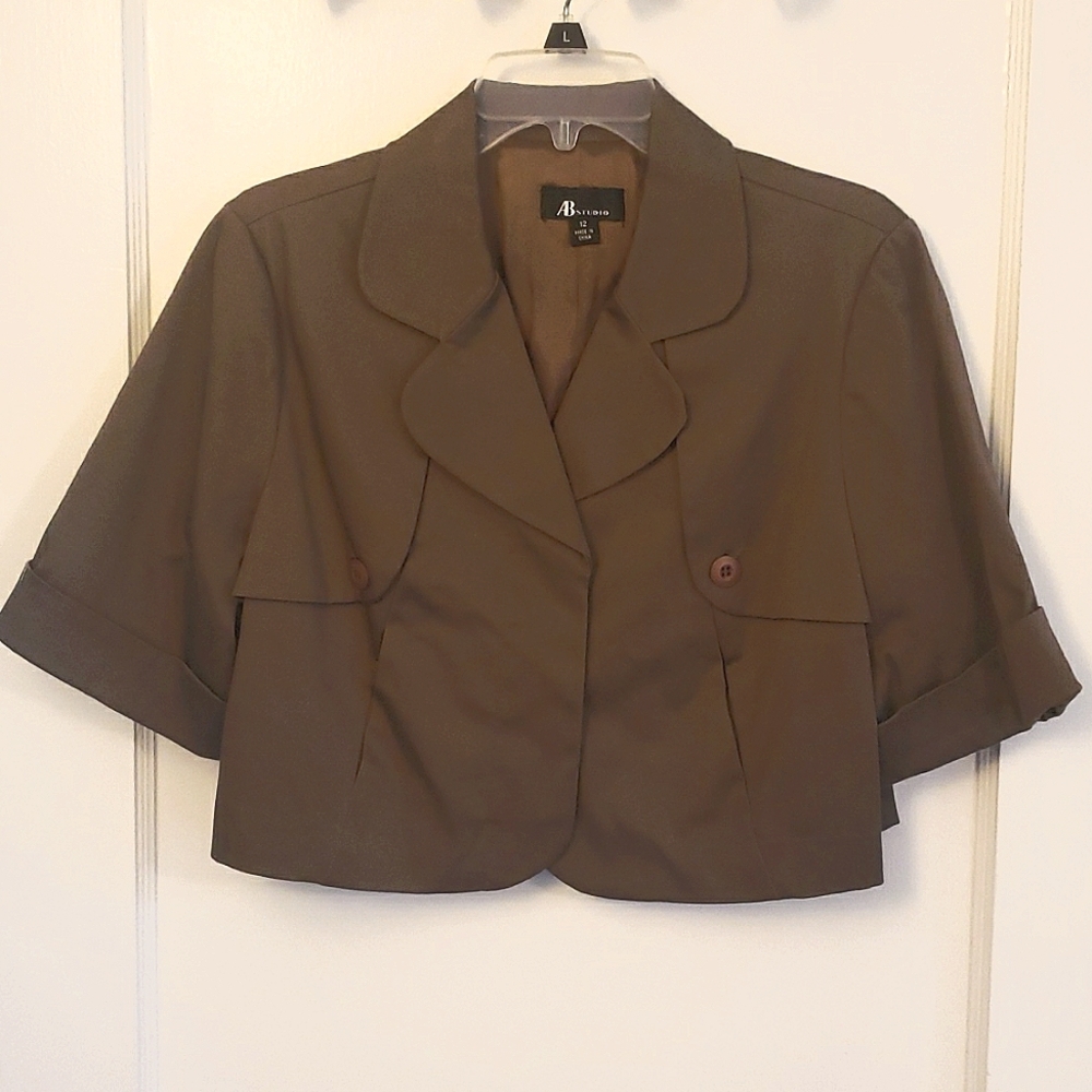💼👖AB Studio Trench Style Cropped Jacket sz 12